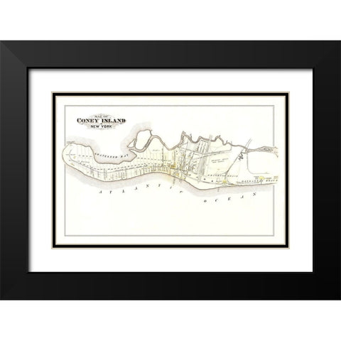 Coney Island New York Landowner - Edsall 1880 Black Modern Wood Framed Art Print with Double Matting by Edsall