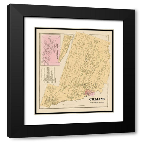 Collins New York Landowner - Stone 1866 Black Modern Wood Framed Art Print with Double Matting by Stone