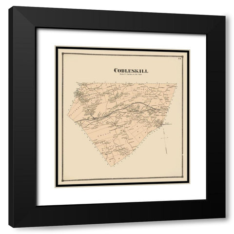 Cobleskill New York Landowner - Beers 1866 Black Modern Wood Framed Art Print with Double Matting by Beers