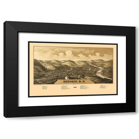 Deposit New York - Burleigh 1887 Black Modern Wood Framed Art Print with Double Matting by Burleigh