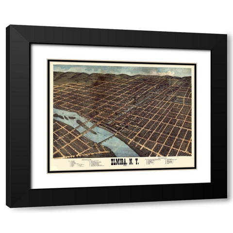 Elmira New York - Bailey 1873 Black Modern Wood Framed Art Print with Double Matting by Bailey