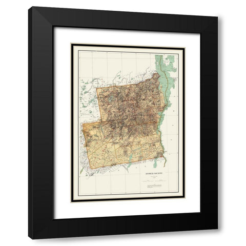 Essex New York Landowner - Bien 1895 Black Modern Wood Framed Art Print with Double Matting by Bien