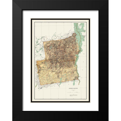 Essex New York Landowner - Bien 1895 Black Modern Wood Framed Art Print with Double Matting by Bien