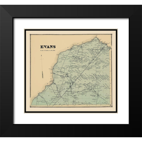Evans New York Landowner - Stone 1866 Black Modern Wood Framed Art Print with Double Matting by Stone