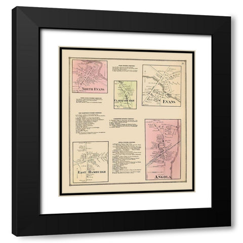 Clarksburgh, Evans, Angola, East Hamburgh New York Black Modern Wood Framed Art Print with Double Matting by Stone