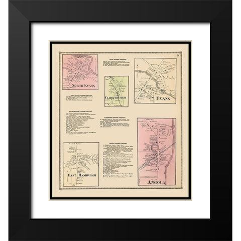 Clarksburgh, Evans, Angola, East Hamburgh New York Black Modern Wood Framed Art Print with Double Matting by Stone