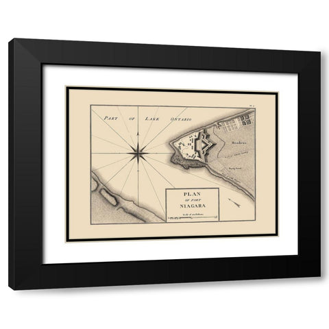 Fort Niagara New York Plan - Collot 1796 Black Modern Wood Framed Art Print with Double Matting by Collot