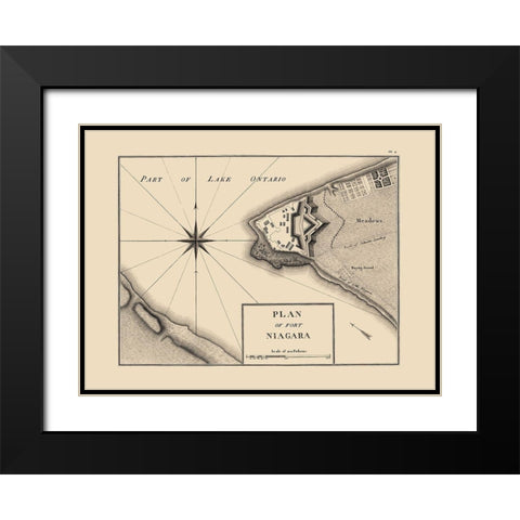 Fort Niagara New York Plan - Collot 1796 Black Modern Wood Framed Art Print with Double Matting by Collot