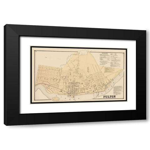 Fulton New York Landowner - Stone 1866 Black Modern Wood Framed Art Print with Double Matting by Stone
