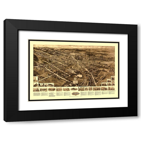 Goshen New York - Fowler 1922 Black Modern Wood Framed Art Print with Double Matting by Fowler