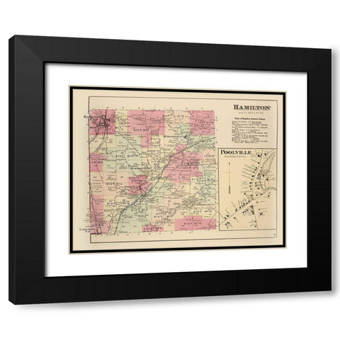 Hamilton New York Landowner - Whitman 1875 Black Modern Wood Framed Art Print with Double Matting by Whitman