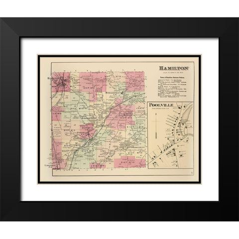 Hamilton New York Landowner - Whitman 1875 Black Modern Wood Framed Art Print with Double Matting by Whitman