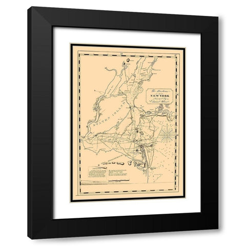 New York Harbor - Blunt 1827 Black Modern Wood Framed Art Print with Double Matting by Blunt