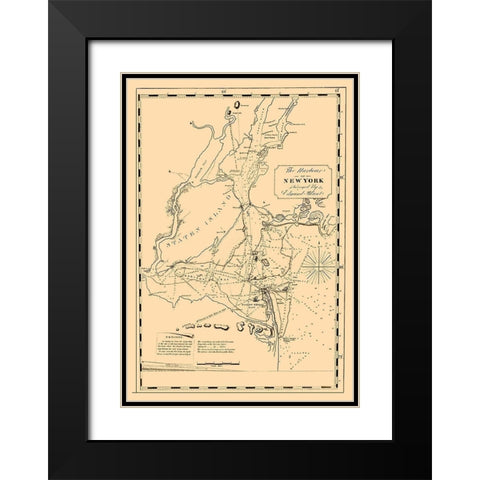 New York Harbor - Blunt 1827 Black Modern Wood Framed Art Print with Double Matting by Blunt
