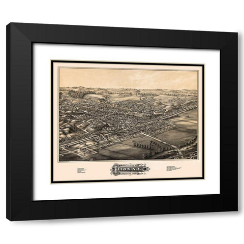 Ilion New York - Rowley 1881 Black Modern Wood Framed Art Print with Double Matting by Rowley