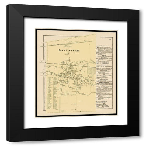 Lancaster New York Landowner - Stone 1869 Black Modern Wood Framed Art Print with Double Matting by Stone