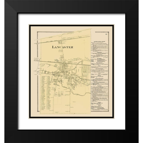 Lancaster New York Landowner - Stone 1869 Black Modern Wood Framed Art Print with Double Matting by Stone
