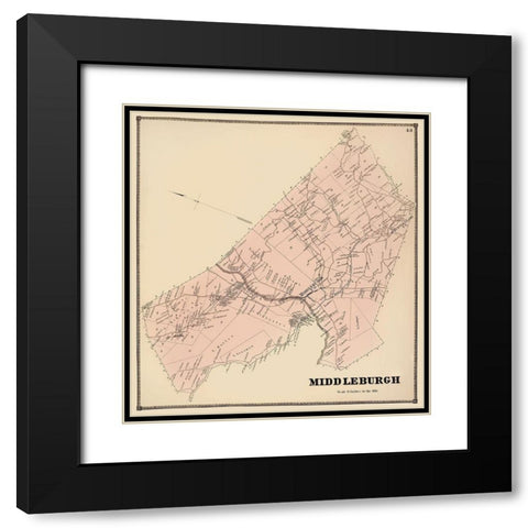 Middleburgh New York Landowner - Stone 1866 Black Modern Wood Framed Art Print with Double Matting by Stone