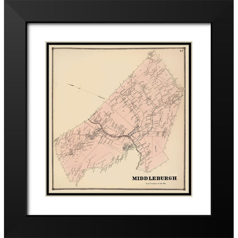 Middleburgh New York Landowner - Stone 1866 Black Modern Wood Framed Art Print with Double Matting by Stone