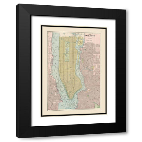 New York New York - Cram 1892 Black Modern Wood Framed Art Print with Double Matting by Cram
