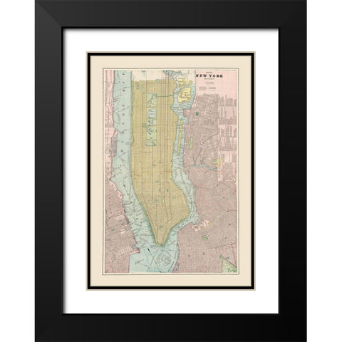 New York New York - Cram 1892 Black Modern Wood Framed Art Print with Double Matting by Cram