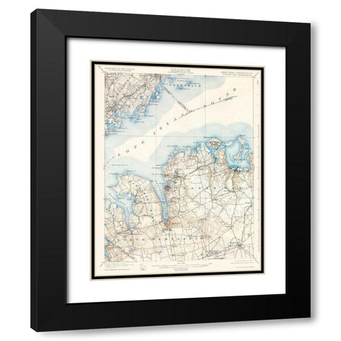 Oyster Bay New York Conneticut Quad - USGS 1900 Black Modern Wood Framed Art Print with Double Matting by USGS
