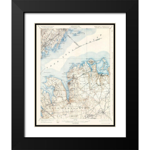 Oyster Bay New York Conneticut Quad - USGS 1900 Black Modern Wood Framed Art Print with Double Matting by USGS