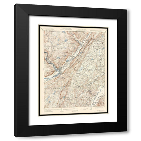 Port Jervis New York New Jersey Pennsylvania Quad Black Modern Wood Framed Art Print with Double Matting by USGS