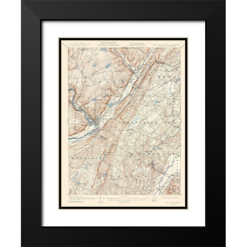 Port Jervis New York New Jersey Pennsylvania Quad Black Modern Wood Framed Art Print with Double Matting by USGS
