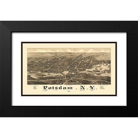 Potsdam New York - Burleigh 1885 Black Modern Wood Framed Art Print with Double Matting by Burleigh