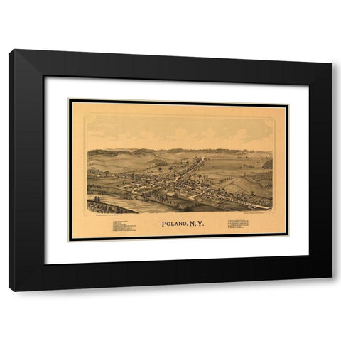Poland New York - Burleigh 1890 Black Modern Wood Framed Art Print with Double Matting by Burleigh