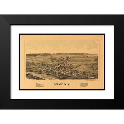 Poland New York - Burleigh 1890 Black Modern Wood Framed Art Print with Double Matting by Burleigh