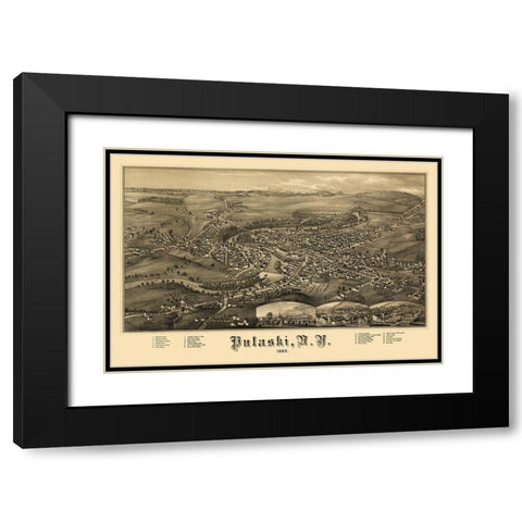 Pulaski New York - Burleigh 1885 Black Modern Wood Framed Art Print with Double Matting by Burleigh