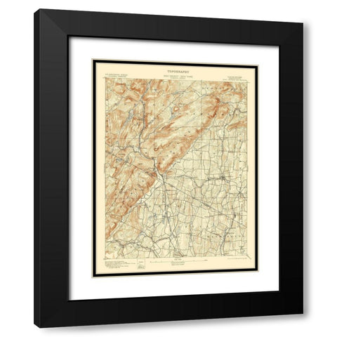 Ramapo New York New Jersey Quad - USGS 1893 Black Modern Wood Framed Art Print with Double Matting by USGS