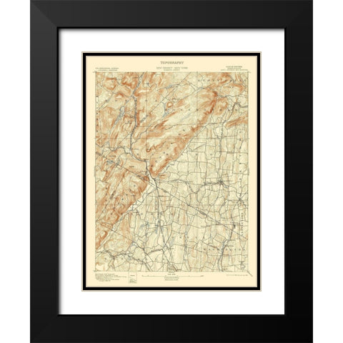 Ramapo New York New Jersey Quad - USGS 1893 Black Modern Wood Framed Art Print with Double Matting by USGS