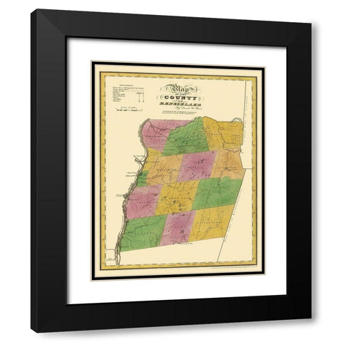 Rensselaer New York Landowner - Burr 1829 Black Modern Wood Framed Art Print with Double Matting by Burr