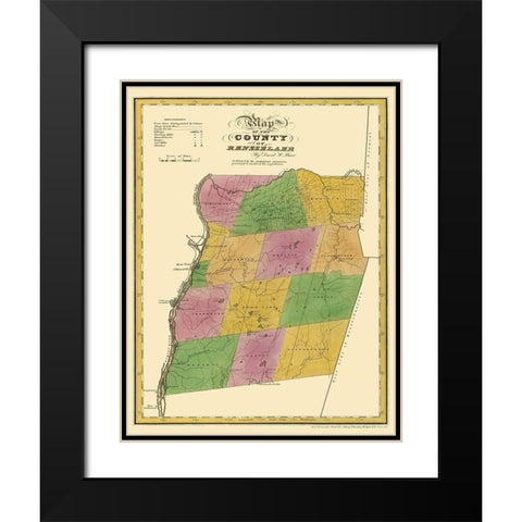 Rensselaer New York Landowner - Burr 1829 Black Modern Wood Framed Art Print with Double Matting by Burr