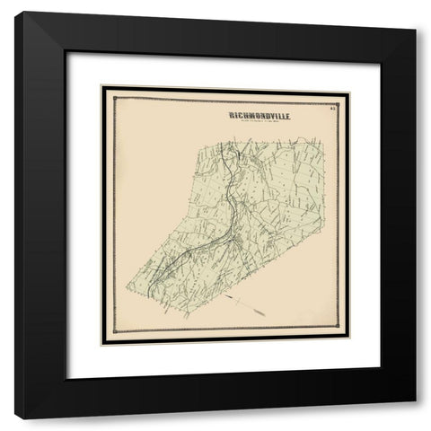Richmondville New York Landowner - Stone 1866 Black Modern Wood Framed Art Print with Double Matting by Stone