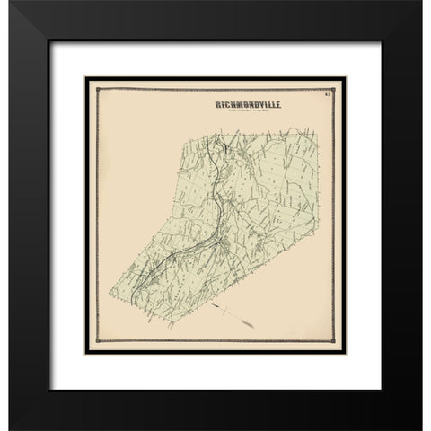 Richmondville New York Landowner - Stone 1866 Black Modern Wood Framed Art Print with Double Matting by Stone