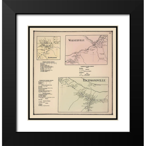 Richmondville New York Landowner - Beers 1866 Black Modern Wood Framed Art Print with Double Matting by Beers