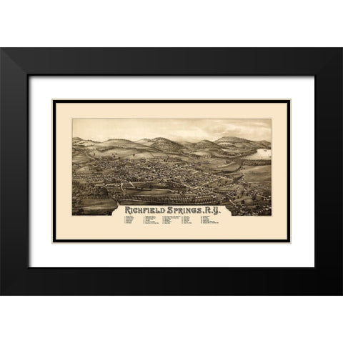 Richfield Springs New York - Burleigh 1885 Black Modern Wood Framed Art Print with Double Matting by Burleigh