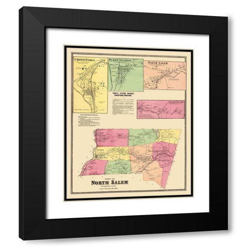 North Salem New York Landowner - Beers 1868 Black Modern Wood Framed Art Print with Double Matting by Beers