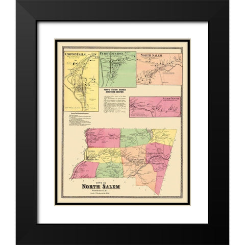 North Salem New York Landowner - Beers 1868 Black Modern Wood Framed Art Print with Double Matting by Beers
