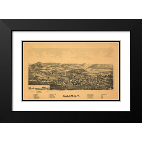 Salem New York - Burleigh 1889 Black Modern Wood Framed Art Print with Double Matting by Burleigh