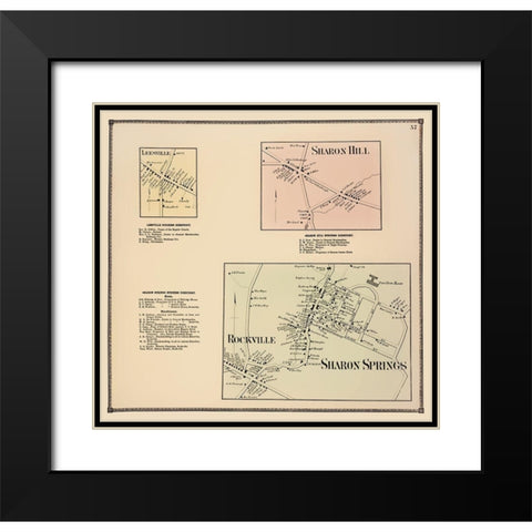Sharon Springs New York Landowner - Beers 1866 Black Modern Wood Framed Art Print with Double Matting by Beers