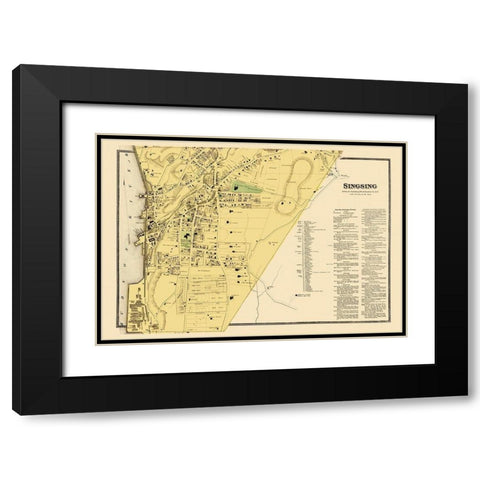 Ossining, Singsing New York Landowner - Beers 1868 Black Modern Wood Framed Art Print with Double Matting by Beers