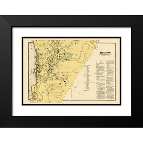 Ossining, Singsing New York Landowner - Beers 1868 Black Modern Wood Framed Art Print with Double Matting by Beers