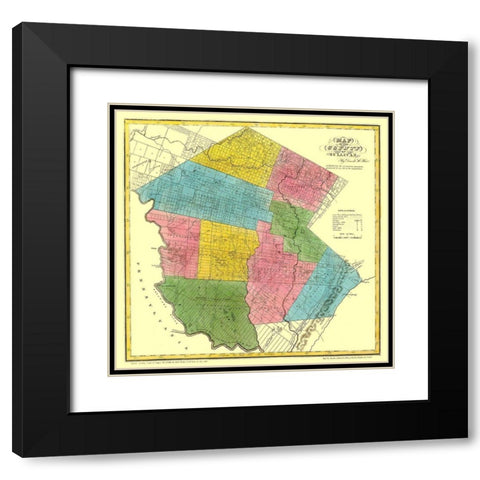 Sullivan New York Landowner - Burr 1829 Black Modern Wood Framed Art Print with Double Matting by Burr