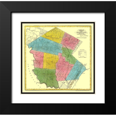 Sullivan New York Landowner - Burr 1829 Black Modern Wood Framed Art Print with Double Matting by Burr