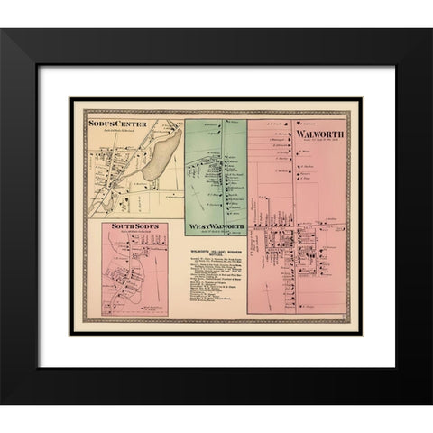 Walworth, West Walworth, Sodus New York Landowner Black Modern Wood Framed Art Print with Double Matting by Beers
